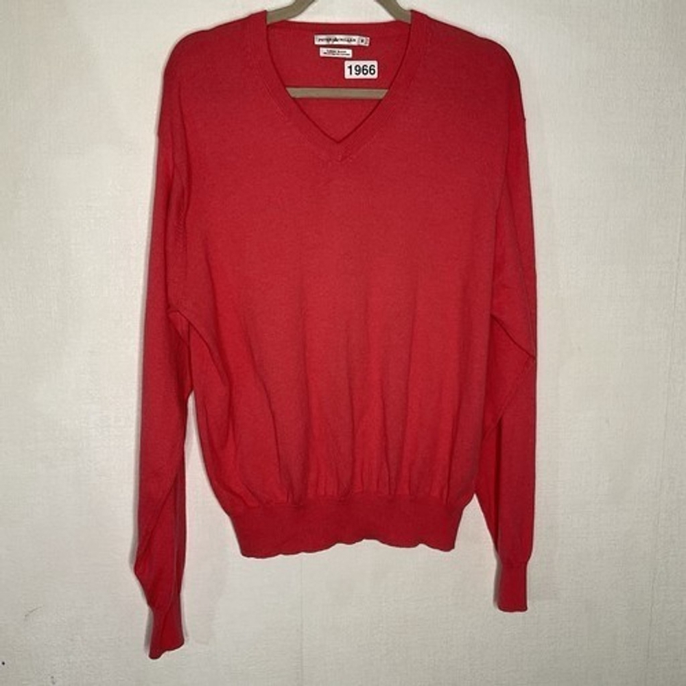 Peter Millar Pink Luxury Blend Cotton/Cashmere V-Neck Sweater Men‎ Size Medium